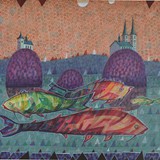 Mikołów I, Latające ryby, akryl, 60cm x 50cm, 2011 r.
